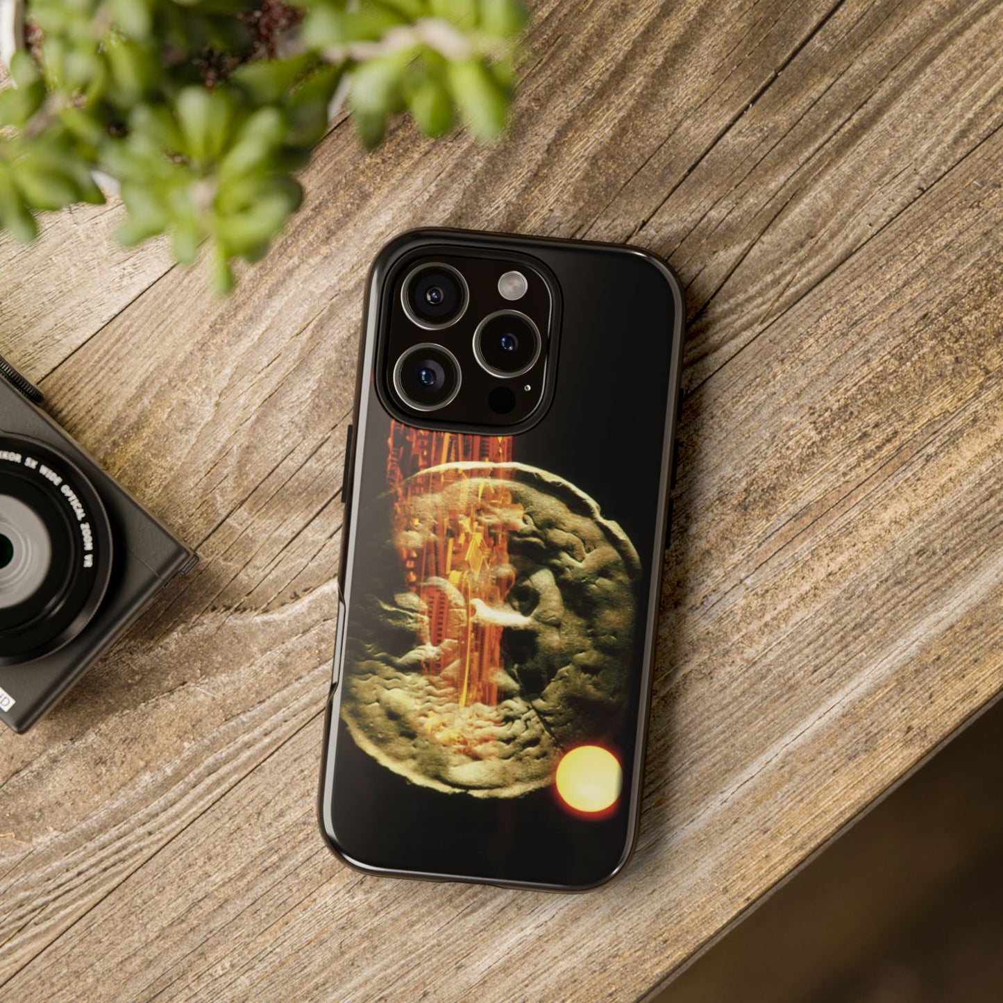 The Mouth Of Truth tough phone case by Vittorio Storaro, from the La Civiltà Romana collection, shown on a table