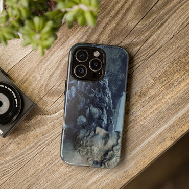 Adriano's wall in Britannia tough phone case by Vittorio Storaro, from the La Civiltà Romana collection, shown on a table