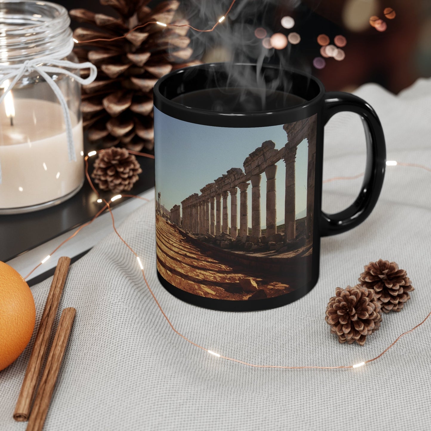 Traiano In The Colonnade of Apamea 11oz Black Mug