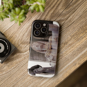 Italic Civilization tough phone case by Vittorio Storaro, from the La Civiltà Romana collection, shown on a table