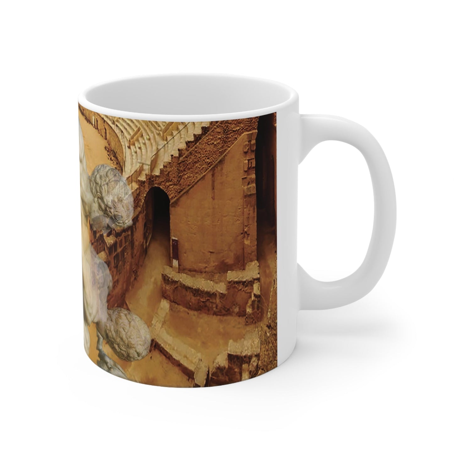 Amphitheater El Jem & The Uffizi Wrestlers White Mug 11oz