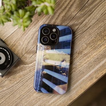 Visions of Marcus Aurelius tough phone case by Vittorio Storaro, from the La Civiltà Romana collection, shown on a table