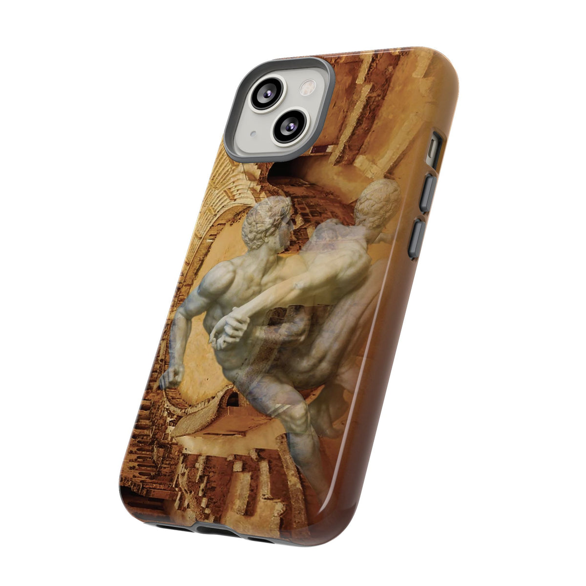 Amphitheater El Jem And The Uffizi Wrestlers phone case for iPhone 14 by Vittorio Storaro, from the La Civiltà Romana collection