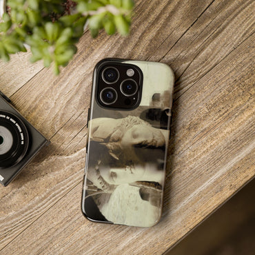 Minerva and Athena tough phone case by Vittorio Storaro, from the La Civiltà Romana collection, shown on a table