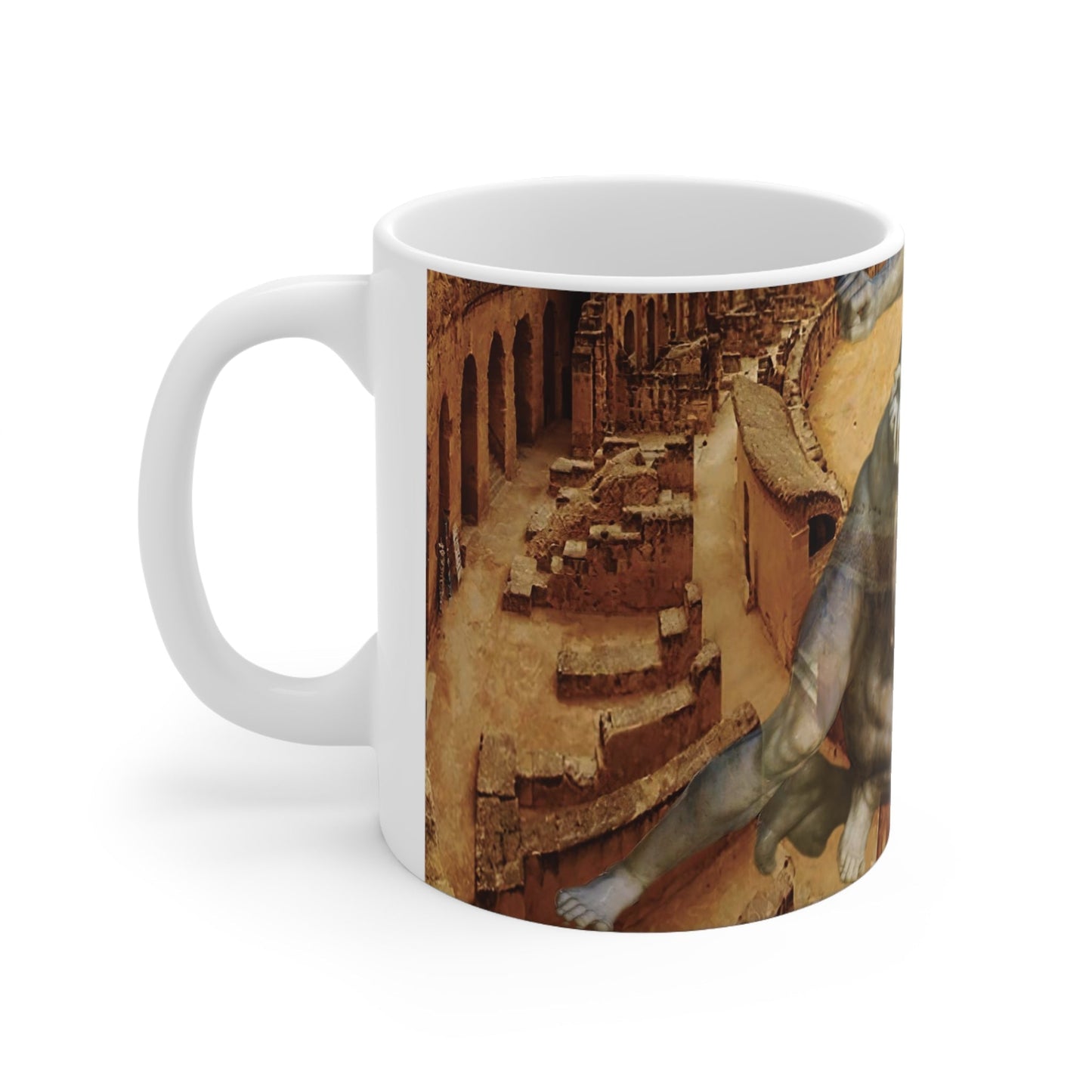 Amphitheater El Jem & The Uffizi Wrestlers White Mug 11oz