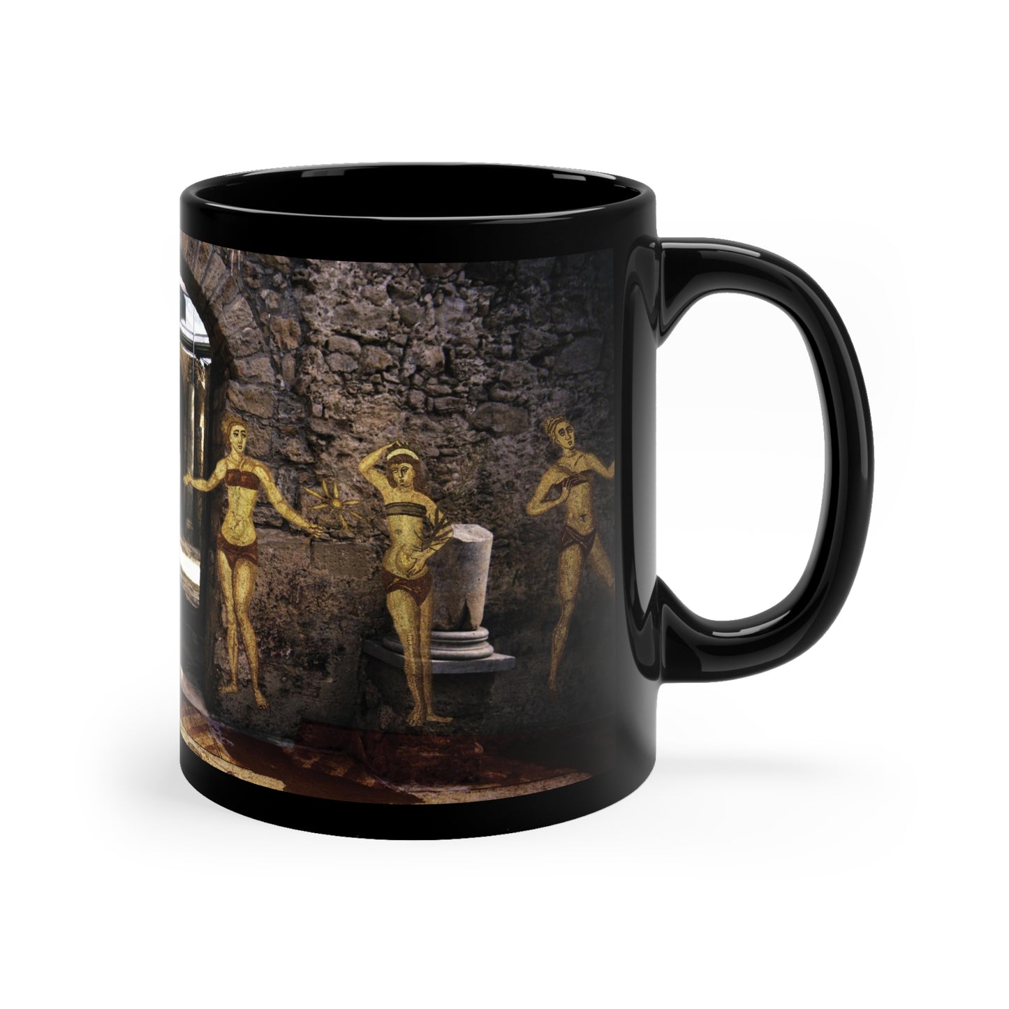 Mosaics of the Thermal Baths of Villa Armerina 11oz Black Mug