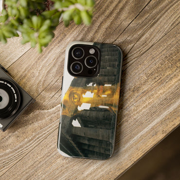 Dionysus and His Temple tough phone case by Vittorio Storaro, from the La Civiltà Romana collection, shown on a table