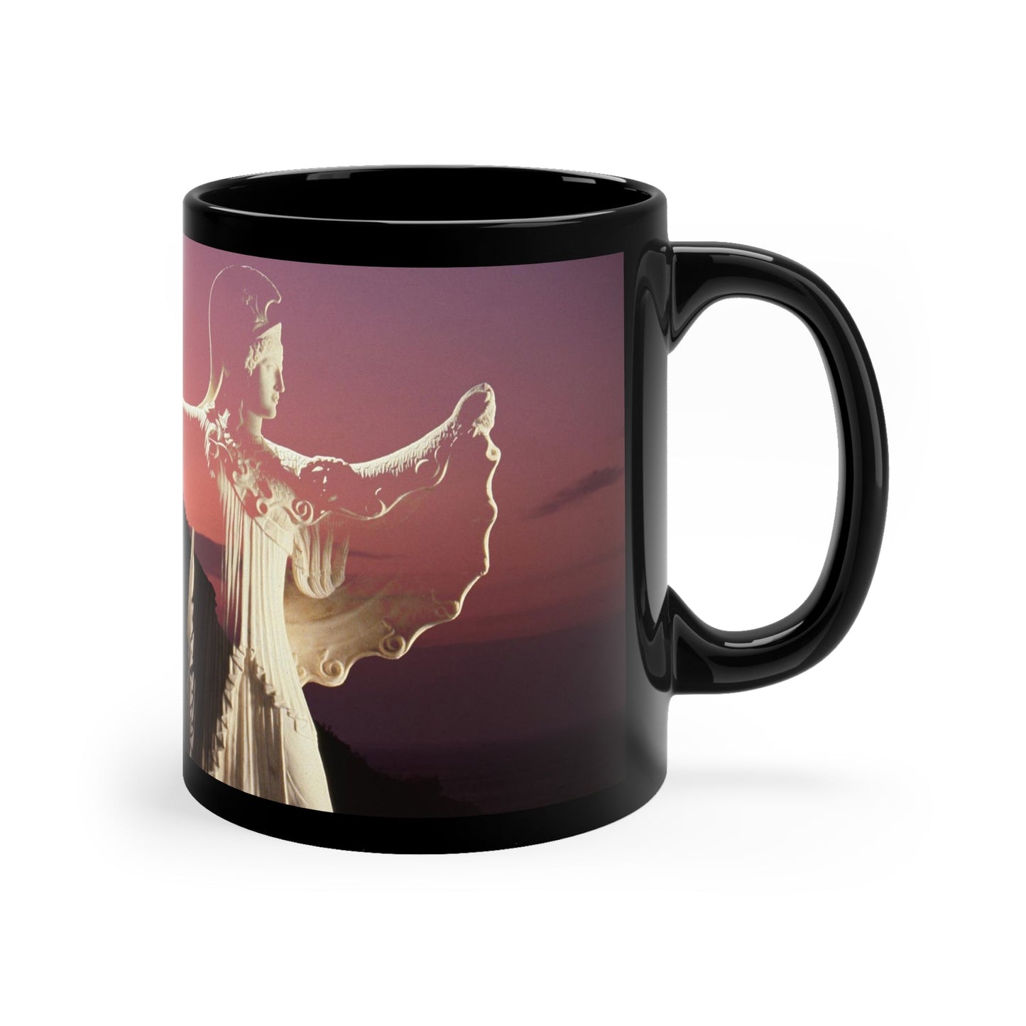 Minerva & Her Temple 11oz Black Mug