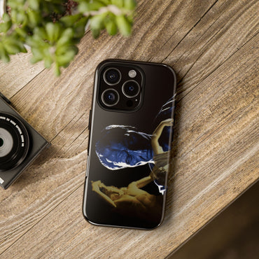 Julius Caesar and the Dying Galata tough phone case by Vittorio Storaro, from the La Civiltà Romana collection, shown on a table