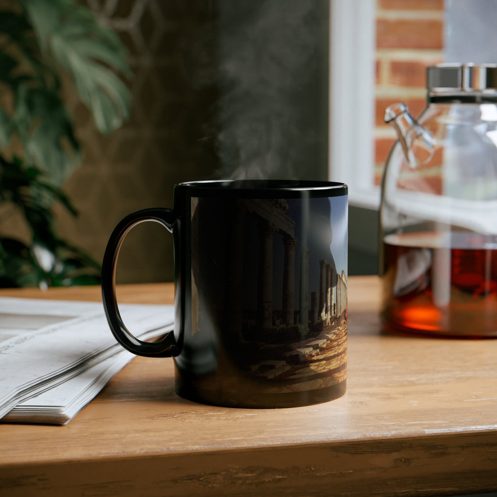 Traiano In The Colonnade of Apamea 11oz Black Mug