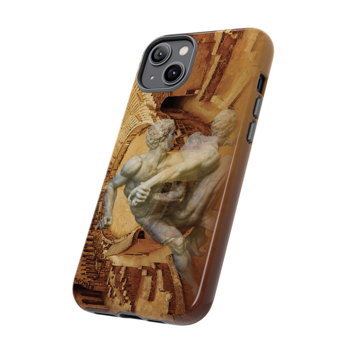 Amphitheater El Jem And The Uffizi Wrestlers phone case for iPhone 14 Plus by Vittorio Storaro, from the La Civiltà Romana collection