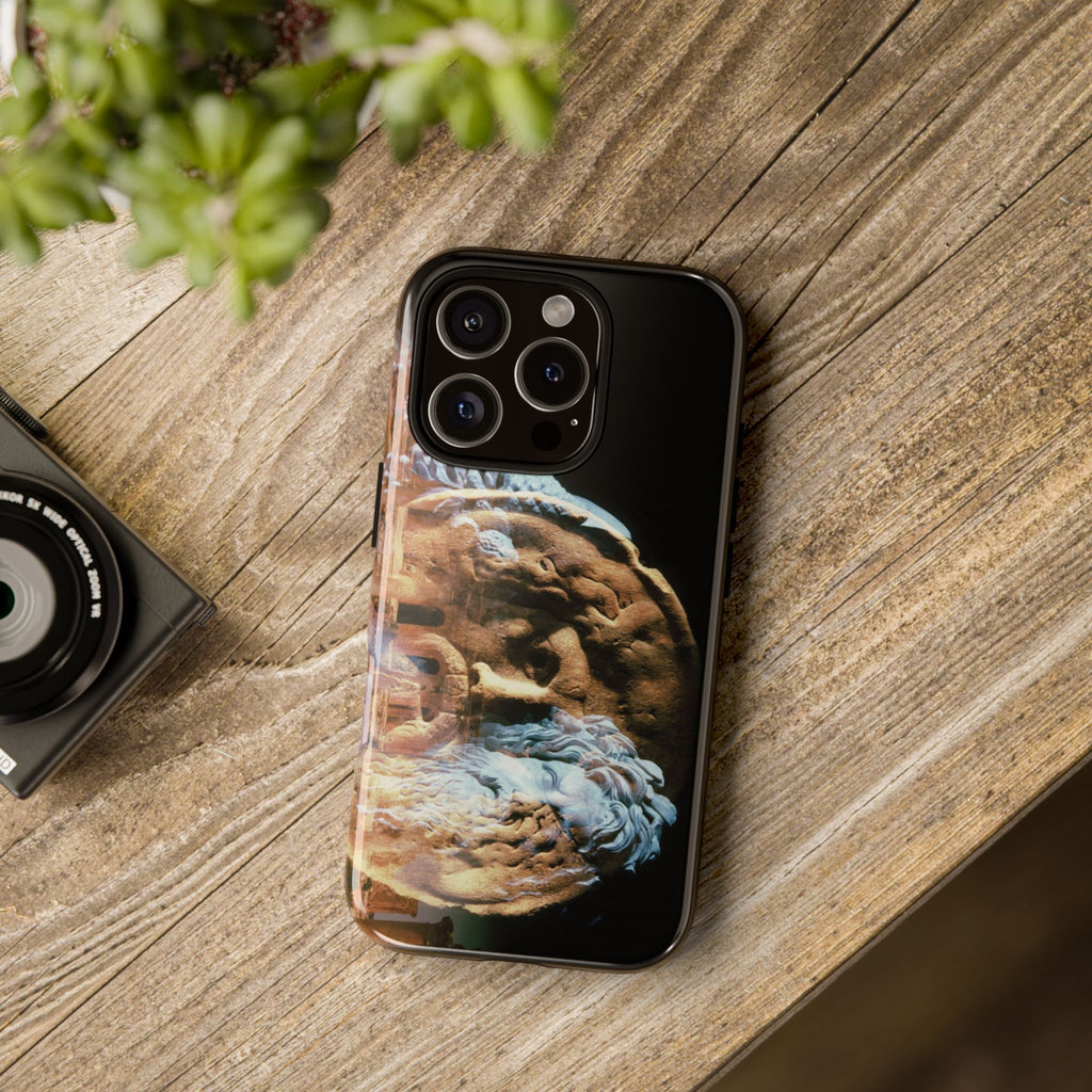 River Divinity tough phone case by Vittorio Storaro, from the La Civiltà Romana collection, shown on a table