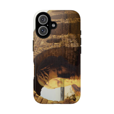 Julius Caesar and the France Bridge phone case for iPhone 16 by Vittorio Storaro, from the La Civiltà Romana collection
