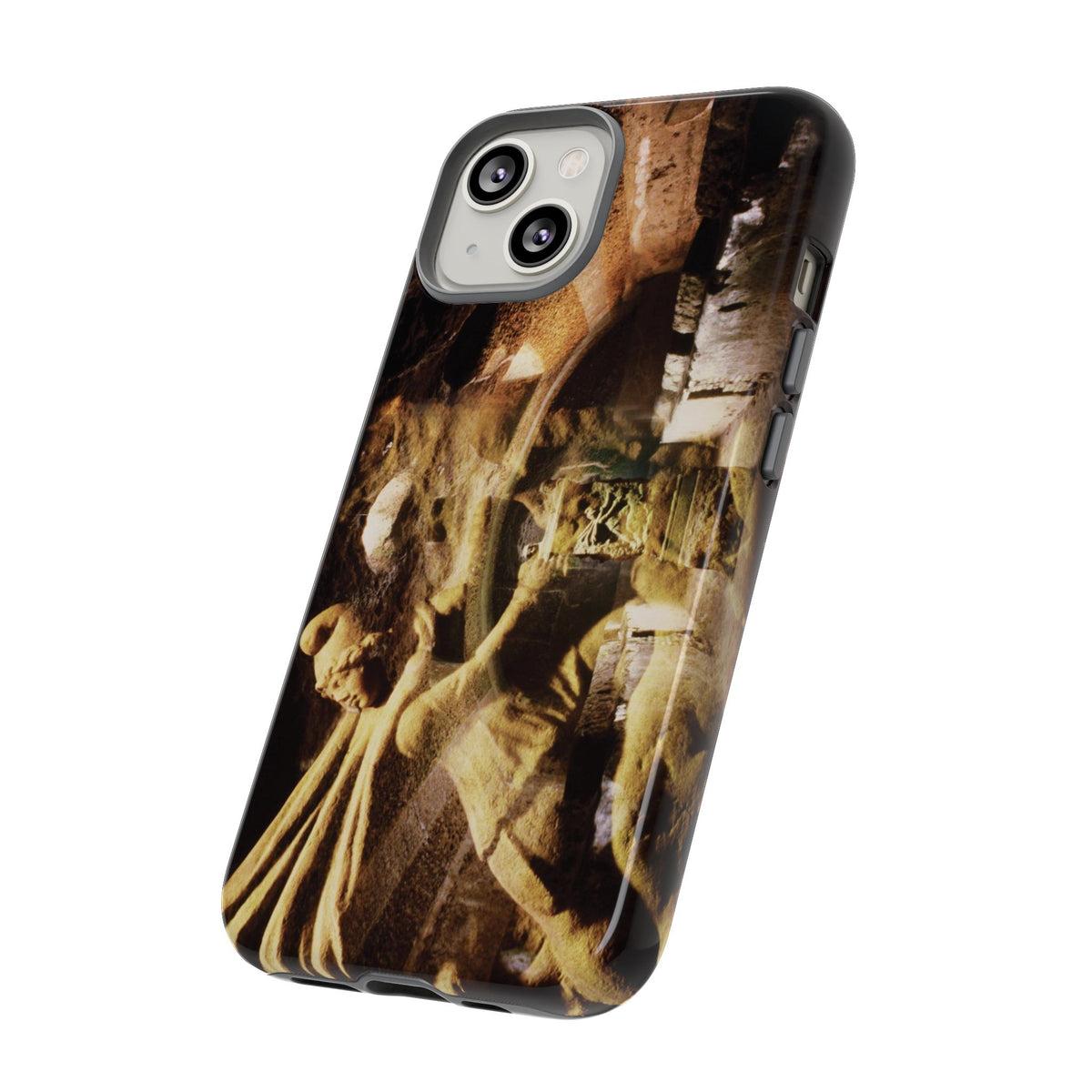 Mithras in his mithraeum of ancient Ostia phone case for iPhone 14 by Vittorio Storaro, from the La Civiltà Romana collection