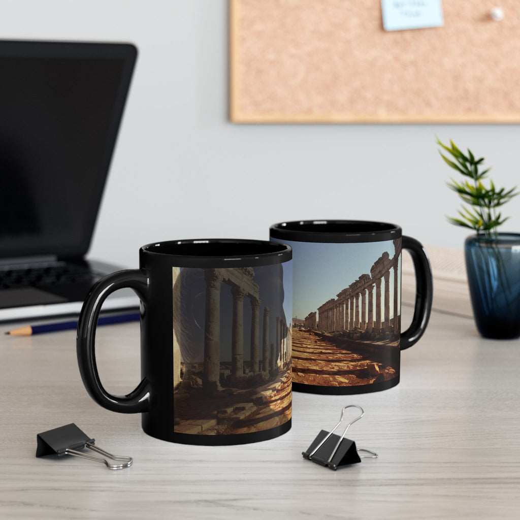 Traiano In The Colonnade of Apamea 11oz Black Mug