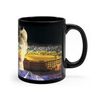 Diana Oversees Rome Black Mug - Divine Guardian Coffee Cup