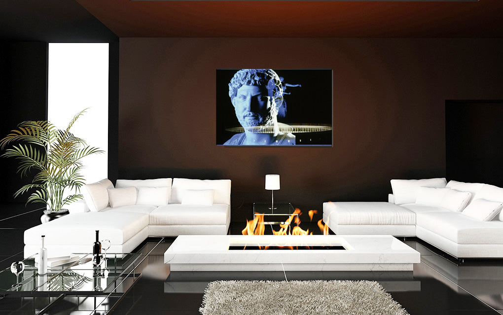 Adriano's Goddess Fortuna acrylic print by Storaro Art Collection - Emperor Hadrian with modern architecture in luminous premium wall art
