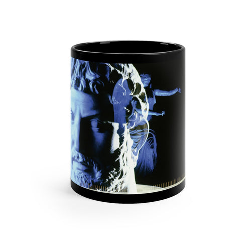 Adriano's Goddess Fortuna black mug by Storaro Art Collection - Emperor Hadrian with modern architecture on sophisticated ceramic drinkware
