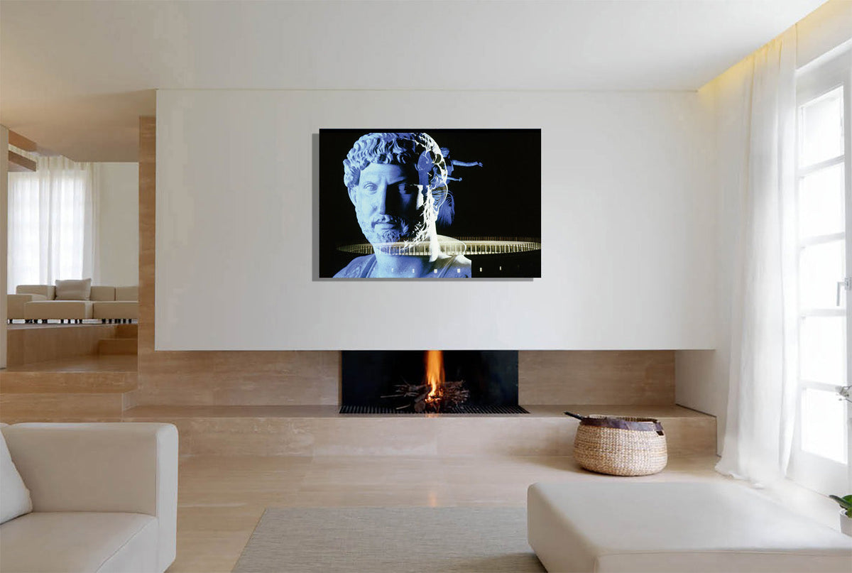 Adriano's Goddess Fortuna canvas print by Storaro Art Collection - Emperor Hadrian with modern architecture on museum-quality wall art
