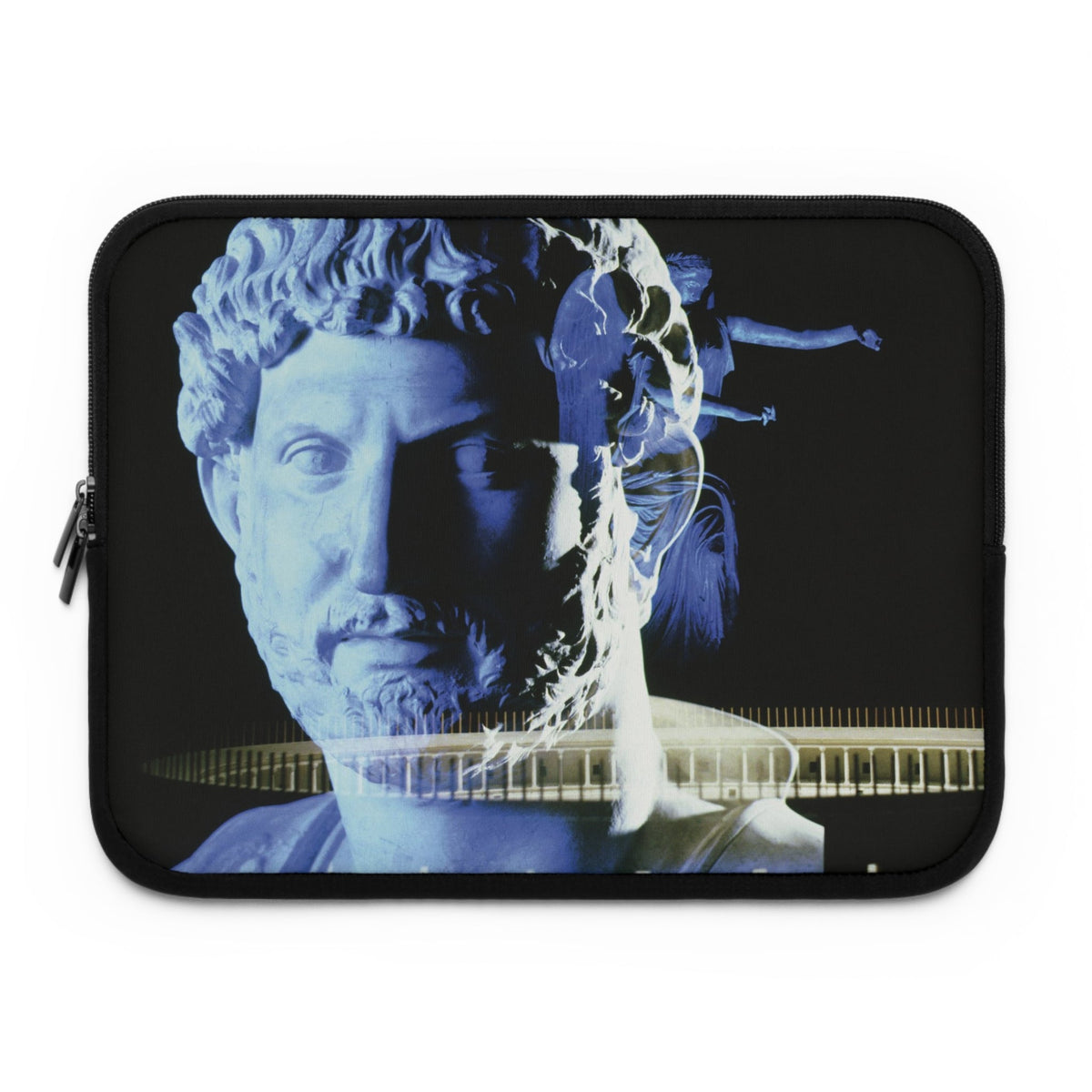 Adriano's Goddess Fortuna laptop sleeve by Storaro Art Collection - Emperor Hadrian with modern architecture in padded tech protection
