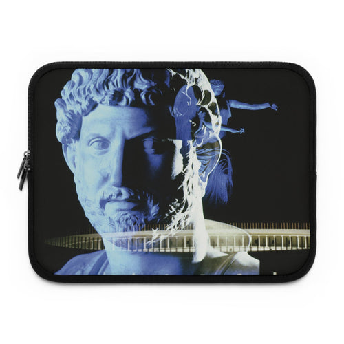 Adriano's Goddess Fortuna laptop sleeve by Storaro Art Collection - Emperor Hadrian with modern architecture in padded tech protection
