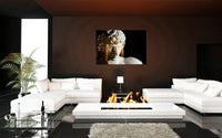 Antinoo in the Hadrian's Villa acrylic print by Storaro Art Collection - Classical Antinous sculpture in villa chambers with golden atmosphere in luminous premium wall art
