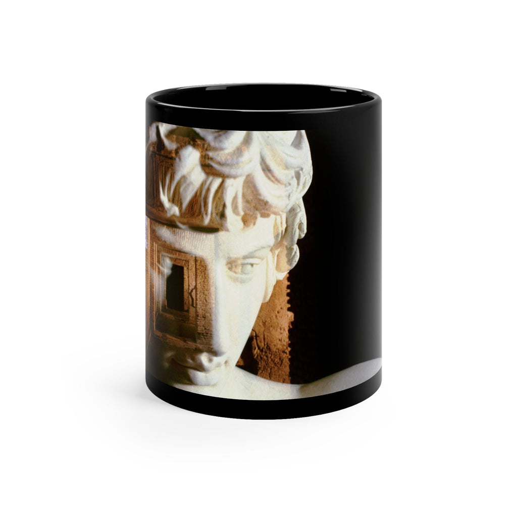 Antinoo in the Hadrian's Villa black mug by Storaro Art Collection - Classical Antinous sculpture in villa chambers with golden atmosphere on sophisticated ceramic drinkware
