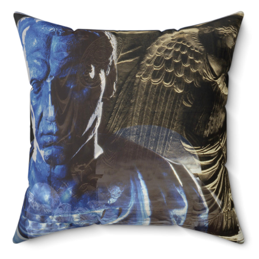 Arc de Triomphe Idealized for Julius Caesar decorative pillow by Storaro Art Collection - Julius Caesar with triumphal arch and Victory sculpture on premium home decor accessory
