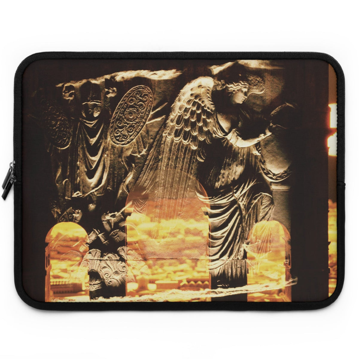 Arch of Victory laptop sleeve by Storaro Art Collection - Roman triumphal arch with winged Victory relief in golden sunset atmosphere in padded tech protection
