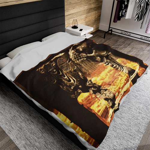 Arch of Victory luxury blanket by Storaro Art Collection - Roman triumphal arch with winged Victory relief in golden sunset atmosphere on premium comfort fabric
