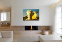 Augustus's Sun on Palmyra canvas print by Storaro Art Collection - Emperor Augustus with Palmyra temple ruins in golden sun atmosphere on museum-quality wall art
