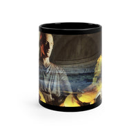 Auriga in the Circus of Antioch black mug by Storaro Art Collection - Roman charioteer at Antioch circus with golden fire atmosphere on sophisticated ceramic drinkware
