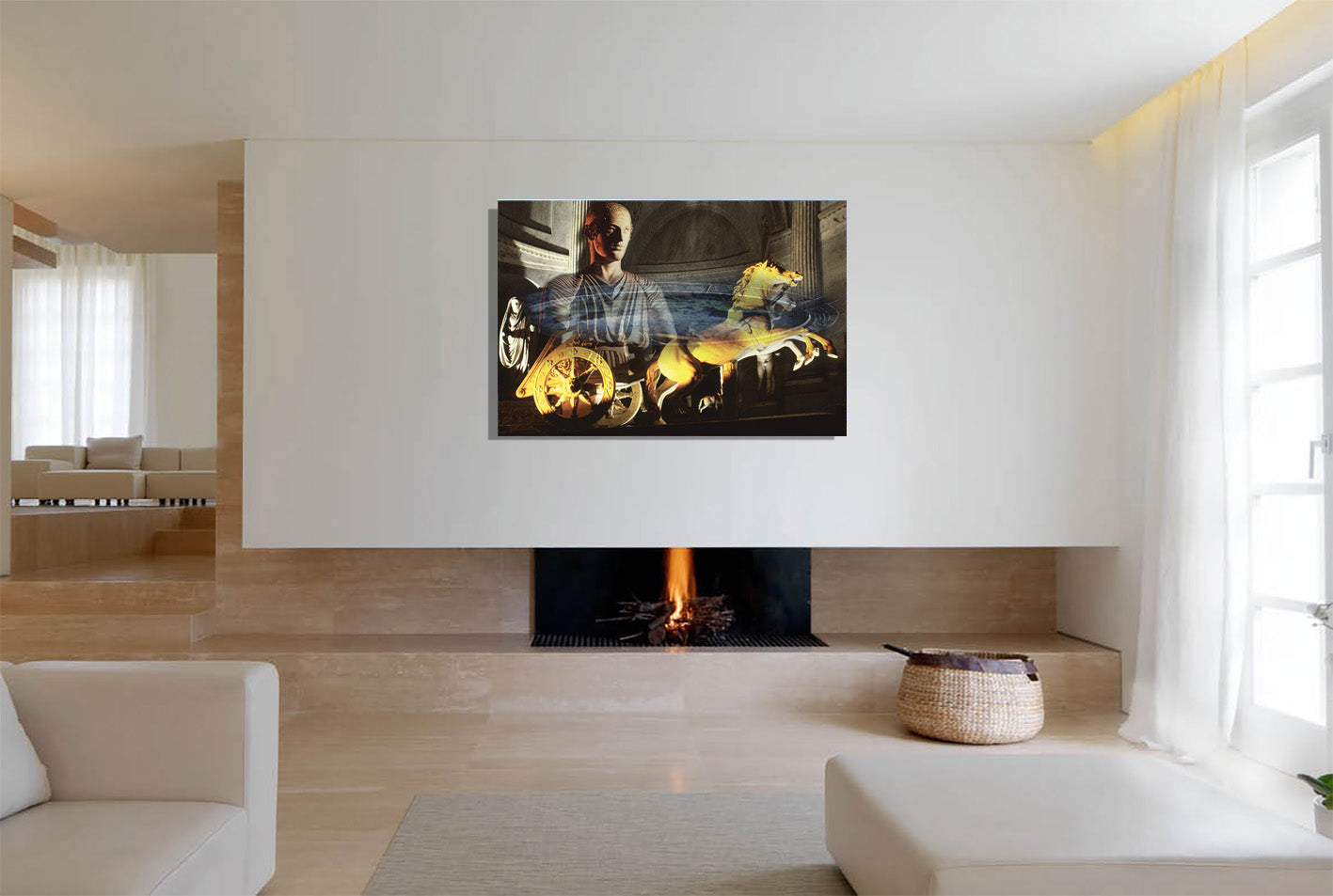 Auriga in the Circus of Antioch canvas print by Storaro Art Collection - Roman charioteer at Antioch circus with golden fire atmosphere on museum-quality wall art
