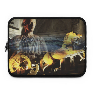 Auriga in the Circus of Antioch laptop sleeve by Storaro Art Collection - Roman charioteer at Antioch circus with golden fire atmosphere in padded tech protection
