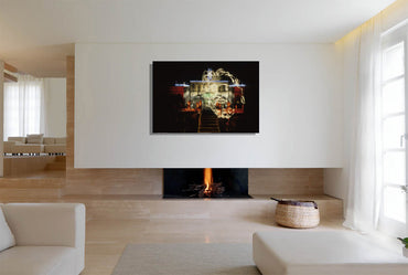 Capitoline Jupiter canvas print by Storaro Art Collection - Jupiter deity with illuminated neoclassical architecture in dramatic nocturnal atmosphere on museum-quality wall art
