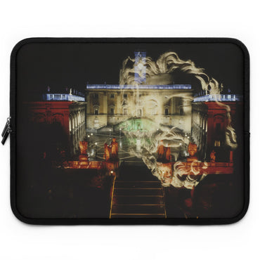 Capitoline Jupiter laptop sleeve by Storaro Art Collection - Jupiter deity with illuminated neoclassical architecture in dramatic nocturnal atmosphere in padded tech protection
