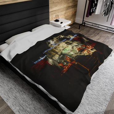 Capitoline Jupiter luxury blanket by Storaro Art Collection - Jupiter deity with illuminated neoclassical architecture in dramatic nocturnal atmosphere on premium comfort fabric

