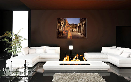 Diocletian's Palace with Goddess Roma acrylic print by Storaro Art Collection - Roma goddess sculpture with golden palace architecture in imperial sovereignty atmosphere in premium wall art
