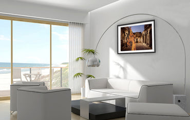 Diocletian's Palace with Goddess Roma photo print by Storaro Art Collection - Roma goddess sculpture with golden palace architecture in imperial sovereignty atmosphere in fine art photography print
