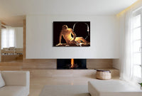 Dying Gaul canvas print by Storaro Art Collection - Dying Gaul sculpture with contemporary figure in golden contemplative atmosphere on museum-quality wall art
