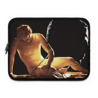 Dying Gaul laptop sleeve by Storaro Art Collection - Dying Gaul sculpture with contemporary figure in golden contemplative atmosphere in padded tech protection
