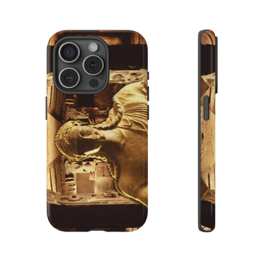 Etruscan Apollo phone case by Storaro Art Collection - Apollo of Veii sculpture with golden sanctuary underground temple architecture in sacred divine atmosphere in durable mobile protection
