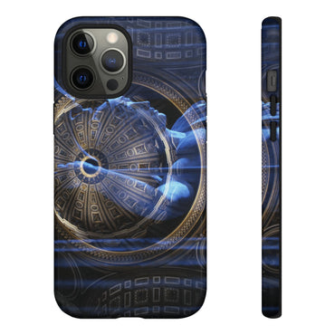 Goddess of Immortality phone case by Storaro Art Collection - Roman goddess sculpture with celestial blue dome architecture in divine transcendence atmosphere in durable mobile protection

