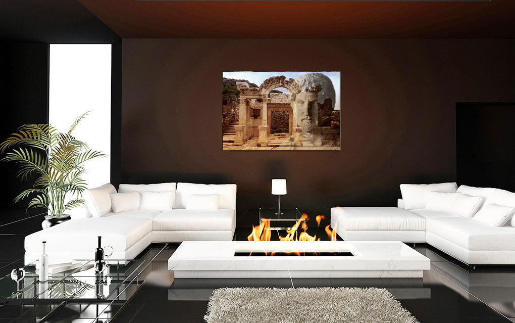 Hadrian's Market in Petra acrylic print by Storaro Art Collection - Roman emperor with Petra market architecture in rose-gold sandstone in luminous premium wall art
