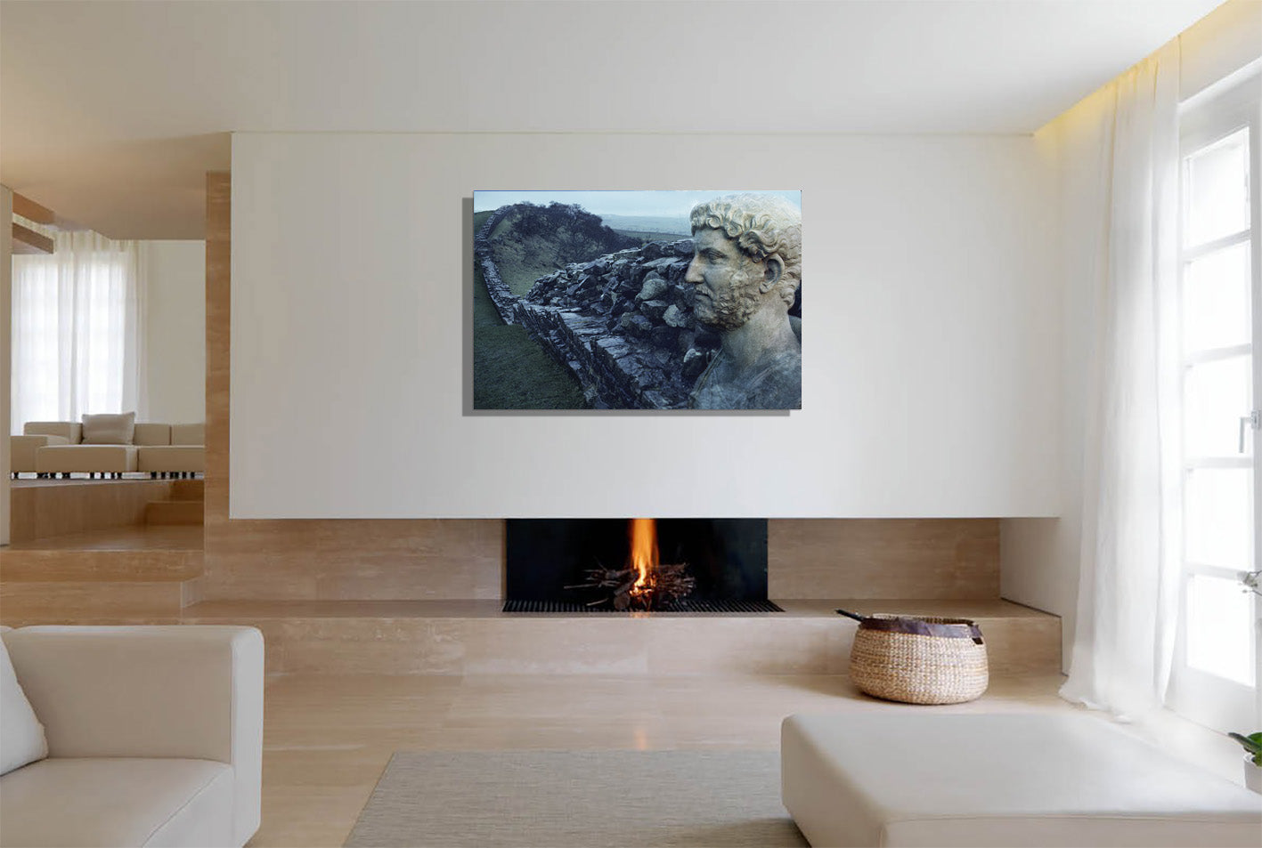 Hadrian's Wall in Britannia canvas print by Storaro Art Collection - Roman emperor with frontier wall landscape in cool atmospheric tones on museum-quality wall art
