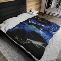 Julius Caesar and Venus luxury blanket by Storaro Art Collection - Caesar portrait with Venus goddess sculpture in celestial blue lighting on premium comfort fabric
