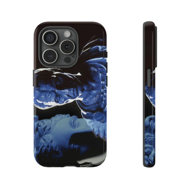 Julius Caesar and Venus phone case by Storaro Art Collection - Caesar portrait with Venus goddess sculpture in celestial blue lighting in durable mobile protection
