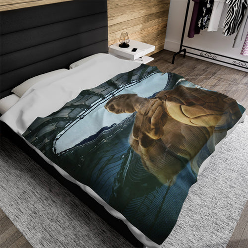 Olympic Stadium in Rome luxury throw blanket - Classical marble athlete statue superimposed on modern Stadio Olimpico architecture on premium soft fabric home accessory
