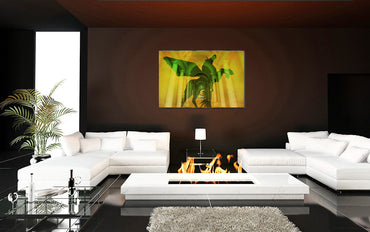 Pegasus acrylic print by Vittorio Storaro - Green mythological flying horse silhouette against golden classical columned hallway
