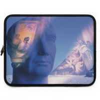 Perpetual Edict laptop sleeve - Roman imperial bust with blue-illuminated legal scene showing the expansion of citizenship on protective neoprene computer case
